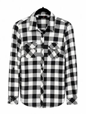 Classic Black & White Check Long-Sleeve Women's Shirt